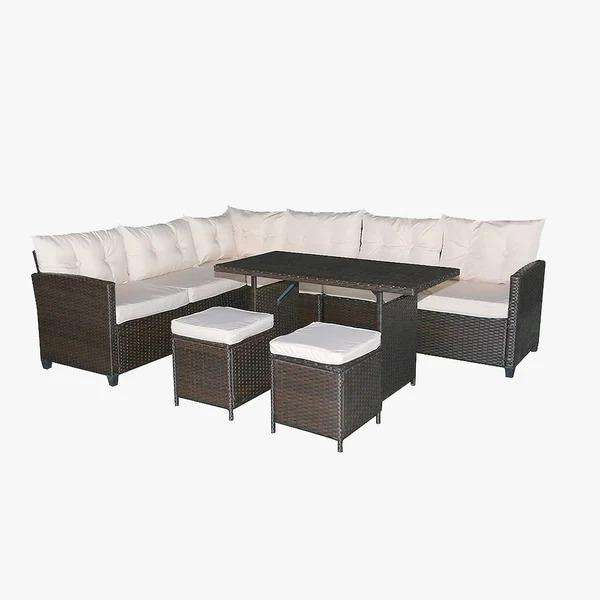 Family Patio 8-Seater Rattan Dining Set  Spacious Outdoor Comfort