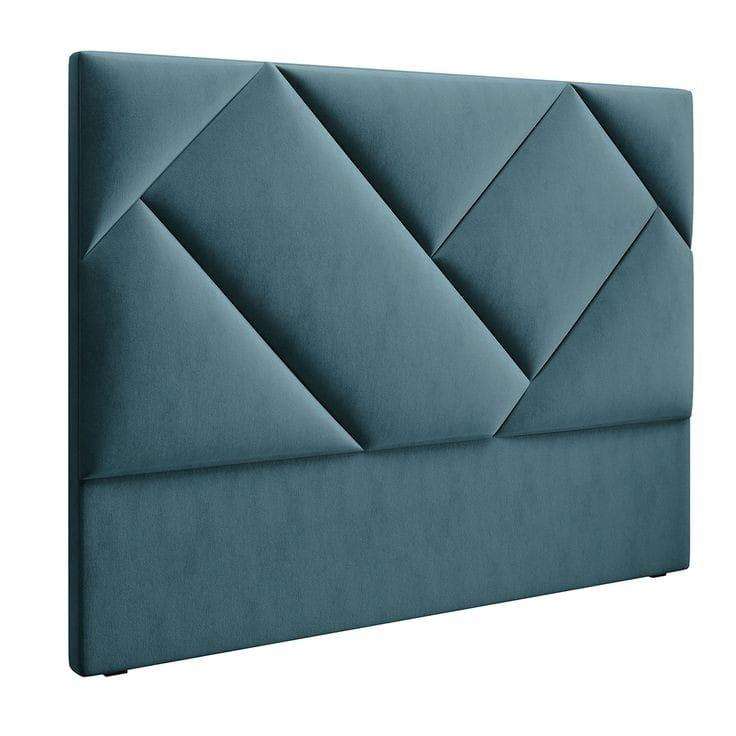 Chiara Velvet Upholstered Headboard Double: Blue