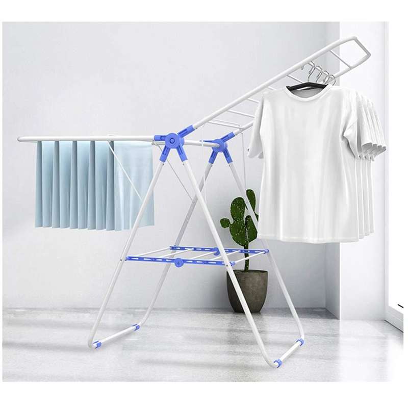 Foldable Laundry Drying Rack: White&Blue
