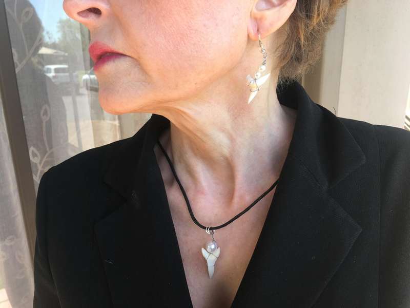 Shark Tooth Earrings + Necklace