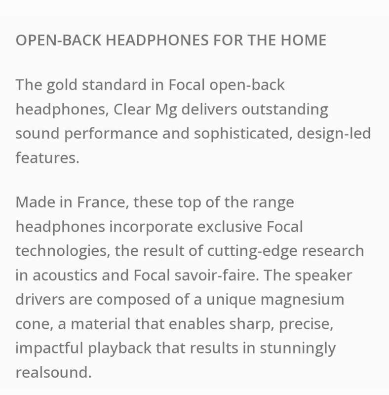 Focal Clear MG Open - Back High - Fidelity Over - Ear Headphones