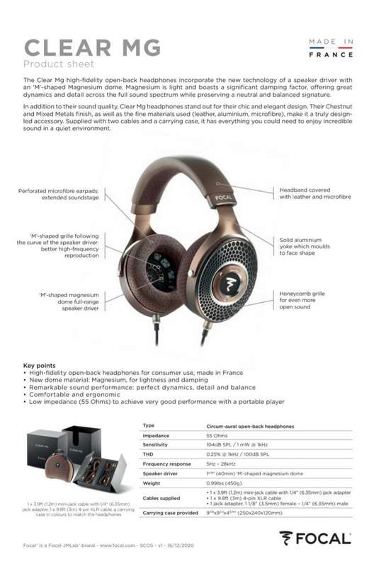 Focal Clear MG Open - Back High - Fidelity Over - Ear Headphones