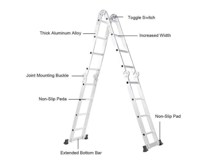 Multifunction Aluminum Alloy Adjustable Folding Ladder