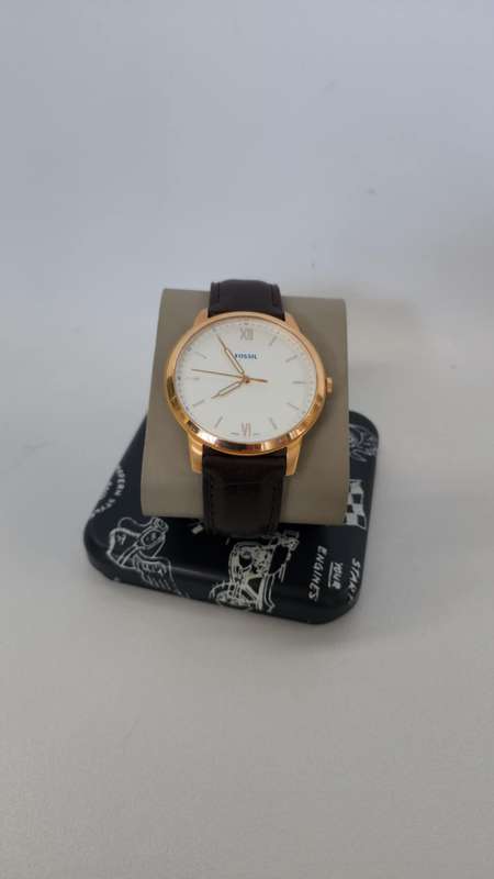 Fossil men's watch the Minimalist rosè in brown leather - preowned