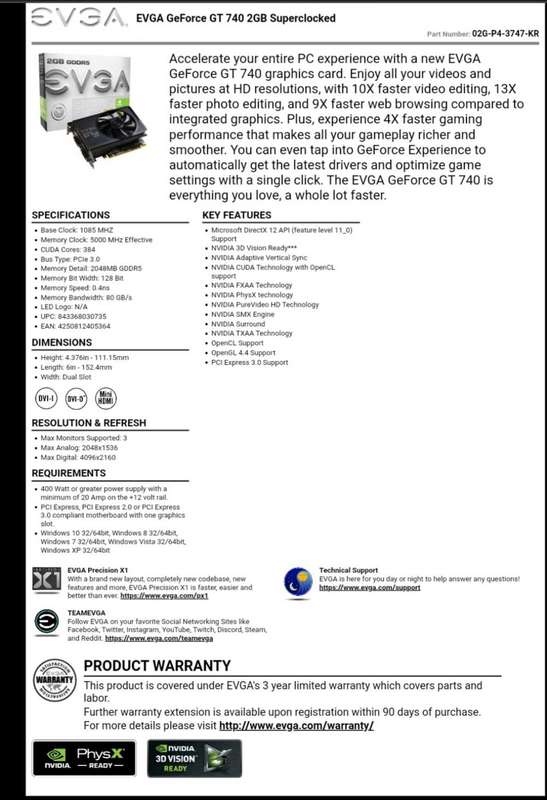 Nvidia geforce gt740 Superclocked gpu