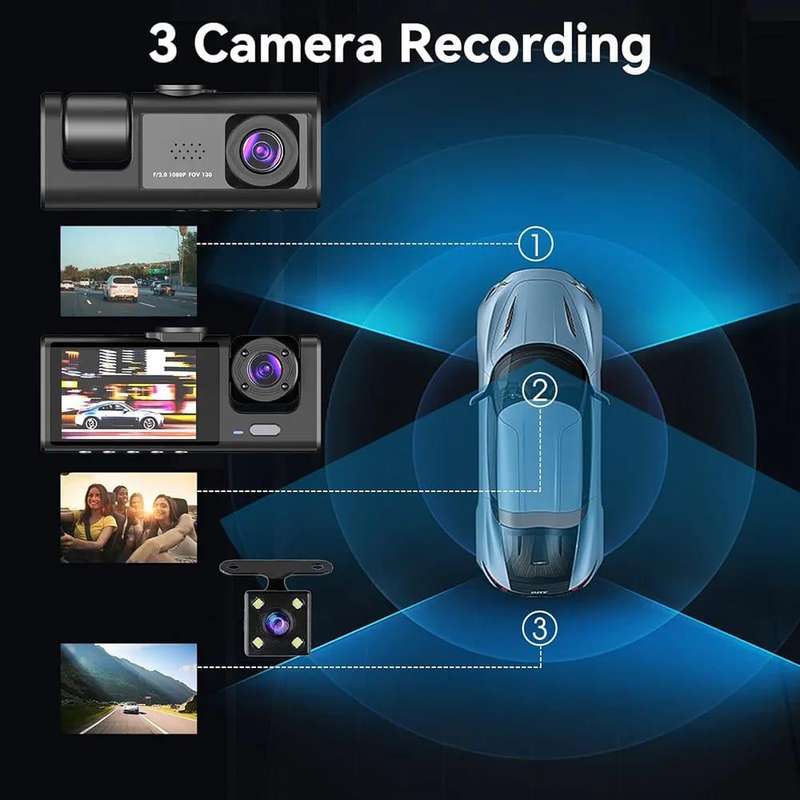 HD 1080P Dual Dash Cam Front Inside Car Camera DVR Recorder IR Night Vision
