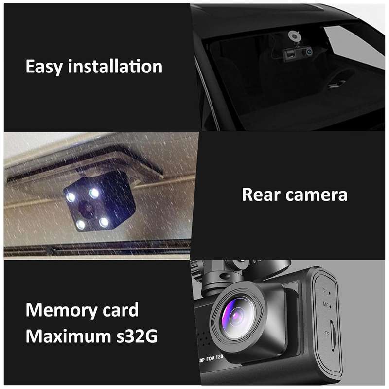 HD 1080P Dual Dash Cam Front Inside Car Camera DVR Recorder IR Night Vision