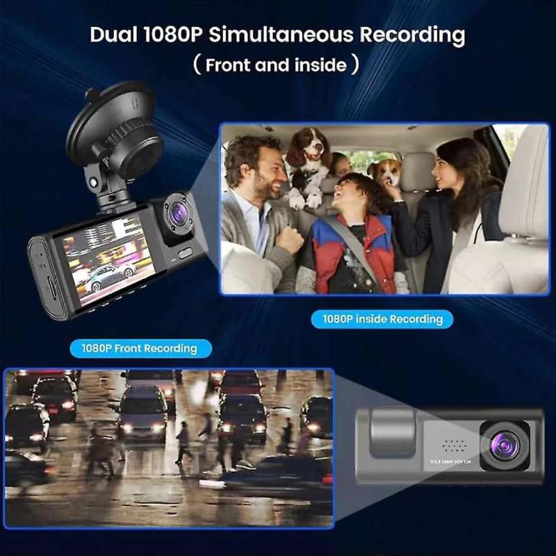 HD 1080P Dual Dash Cam Front Inside Car Camera DVR Recorder IR Night Vision
