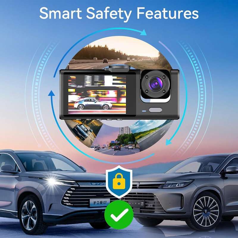 HD 1080P Dual Dash Cam Front Inside Car Camera DVR Recorder IR Night Vision