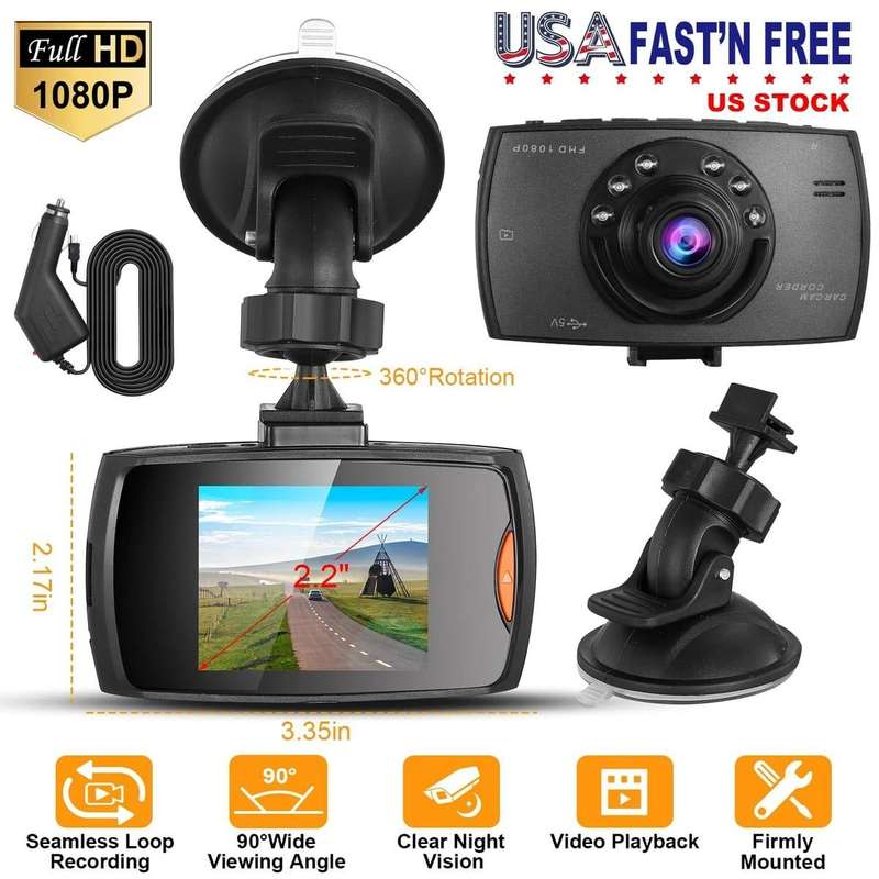1080P HD Car DVR Dash Camera Font Driving Camera Video Recorder Cam Night Vision