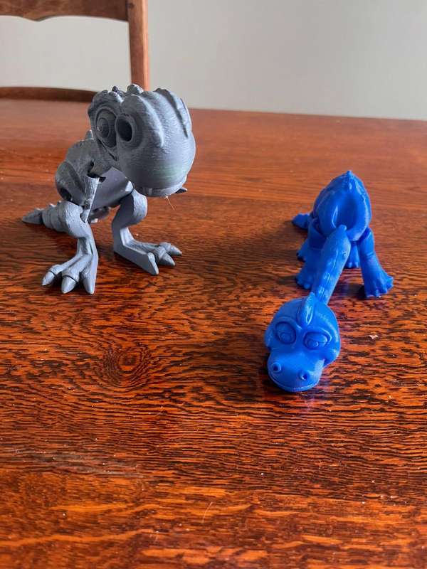 3D Printed Dinosaur Bundle  1x Gray T-Rex & 1x Blue Longneck  Articulated Models