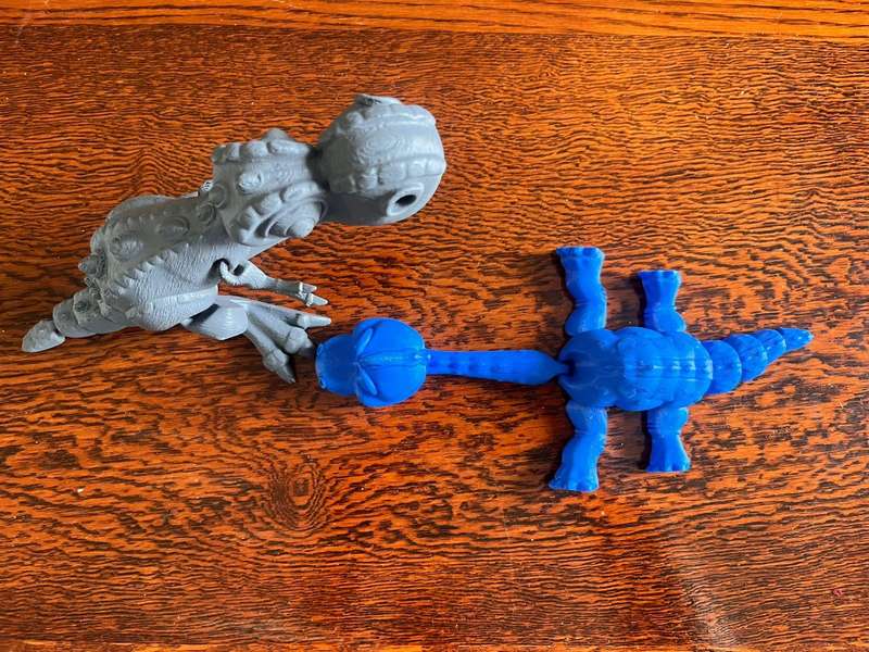 3D Printed Dinosaur Bundle  1x Gray T-Rex & 1x Blue Longneck  Articulated Models