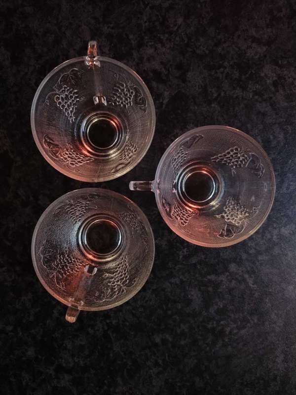 Vintage Kig Indonesia Glass Punch Bowl with Cups