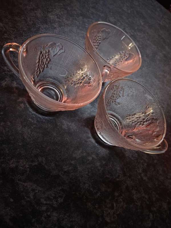 Vintage Kig Indonesia Glass Punch Bowl with Cups