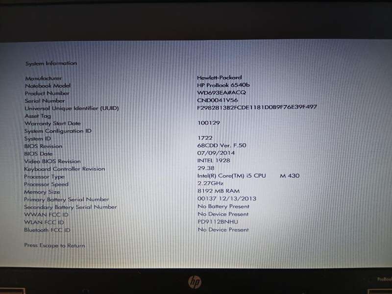 HP Probook i5 6540b