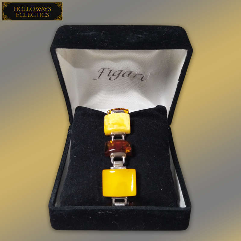 Vintage Natural Baltic Amber And 925 Sterling Silver Bracelet