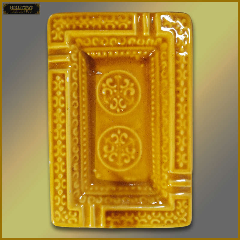 Vintage Amber Ceramic And Glass Ashtray