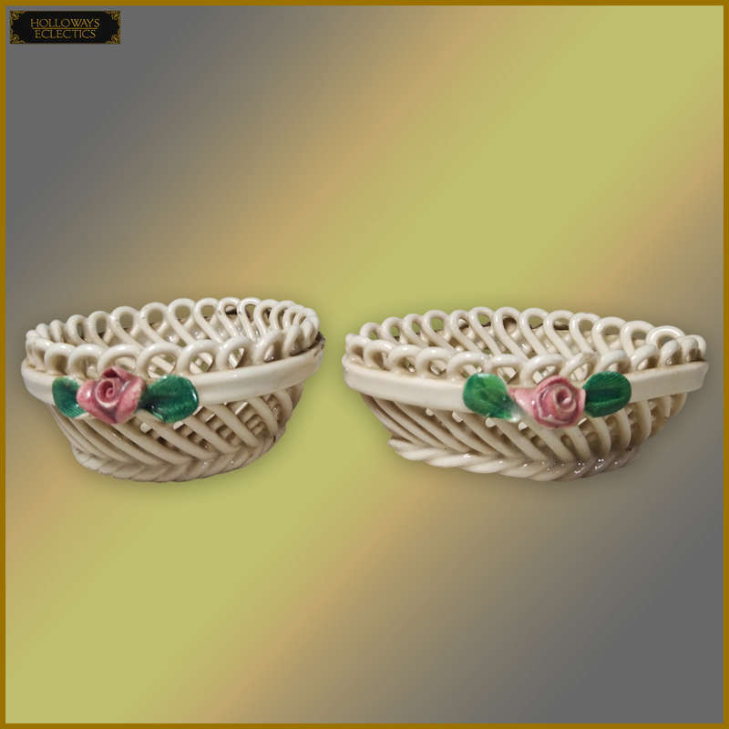 Vintage Italian Porcelain Weave Baskets