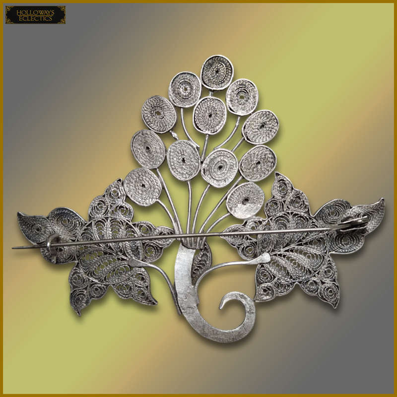 Vintage Sterling Silver Filigree Brooch