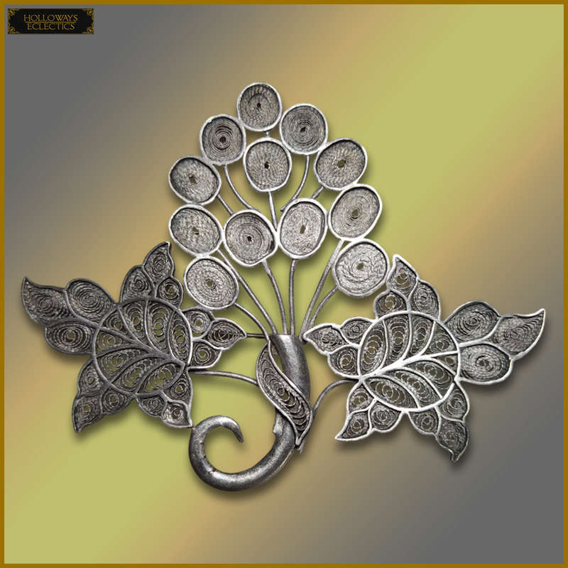 Vintage Sterling Silver Filigree Brooch