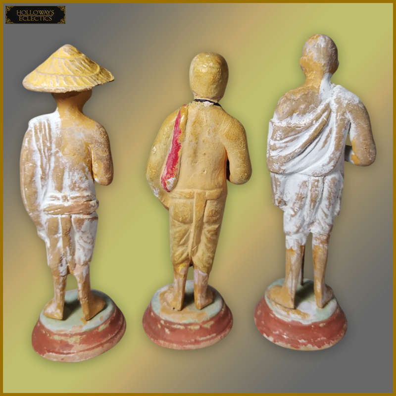 Vintage Handmade Clay Chinese Statues