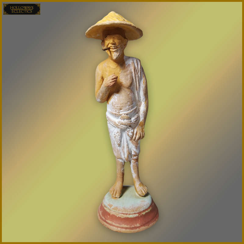 Vintage Handmade Clay Chinese Statues
