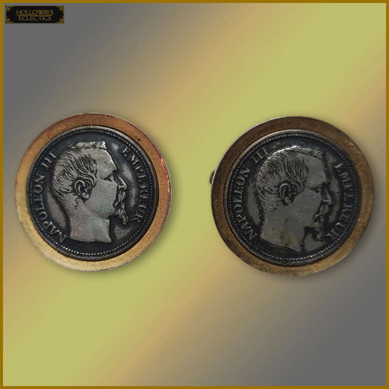 Gold Plated Napoleon III Coin Cufflinks