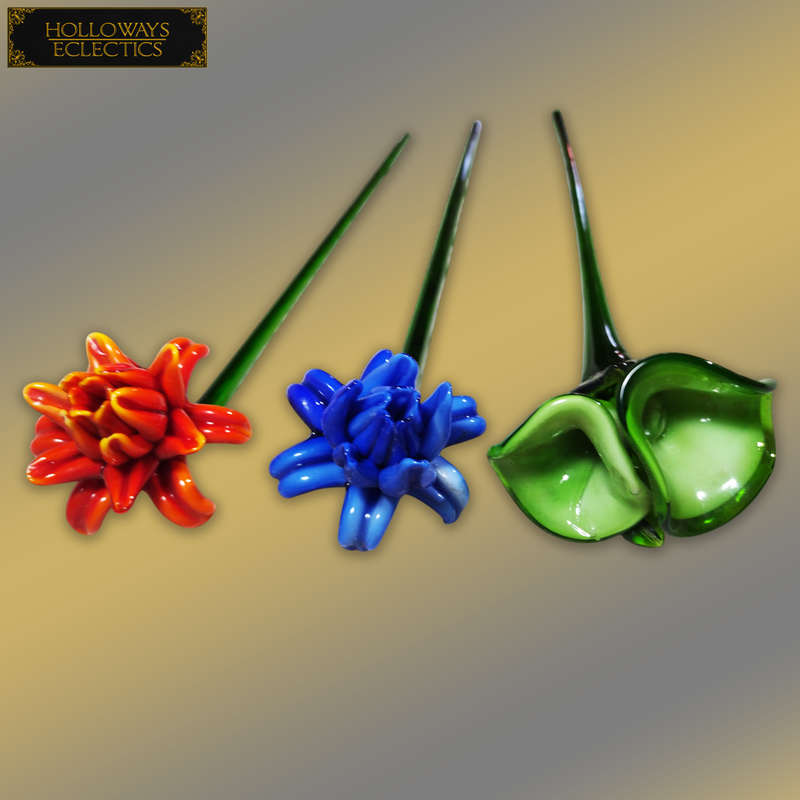 Murano Glass Blown Flower Set