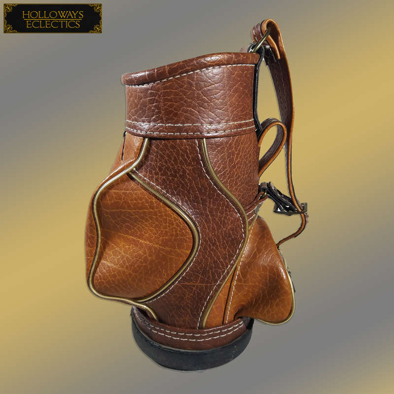 Vintage Leather Miniature Mancave Golf Bag
