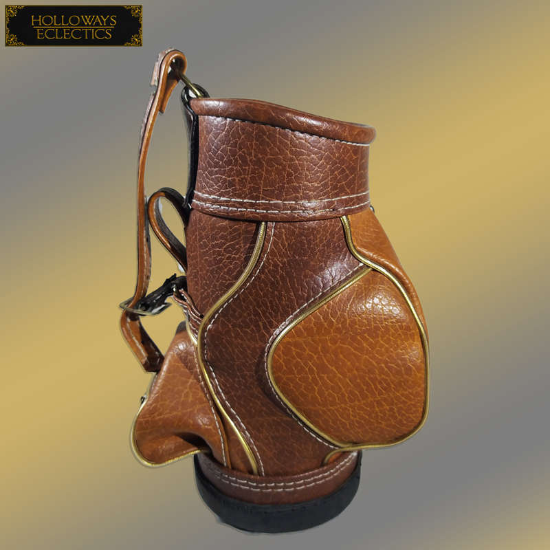 Vintage Leather Miniature Mancave Golf Bag