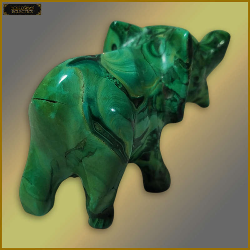 Vintage Miniature Malachite Elephant Statue