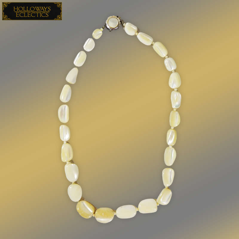 Vintage Mother Of Pearl Necklace And Brooch