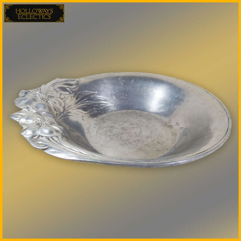 Vintage Pewter Floral Design Fruit Bowl