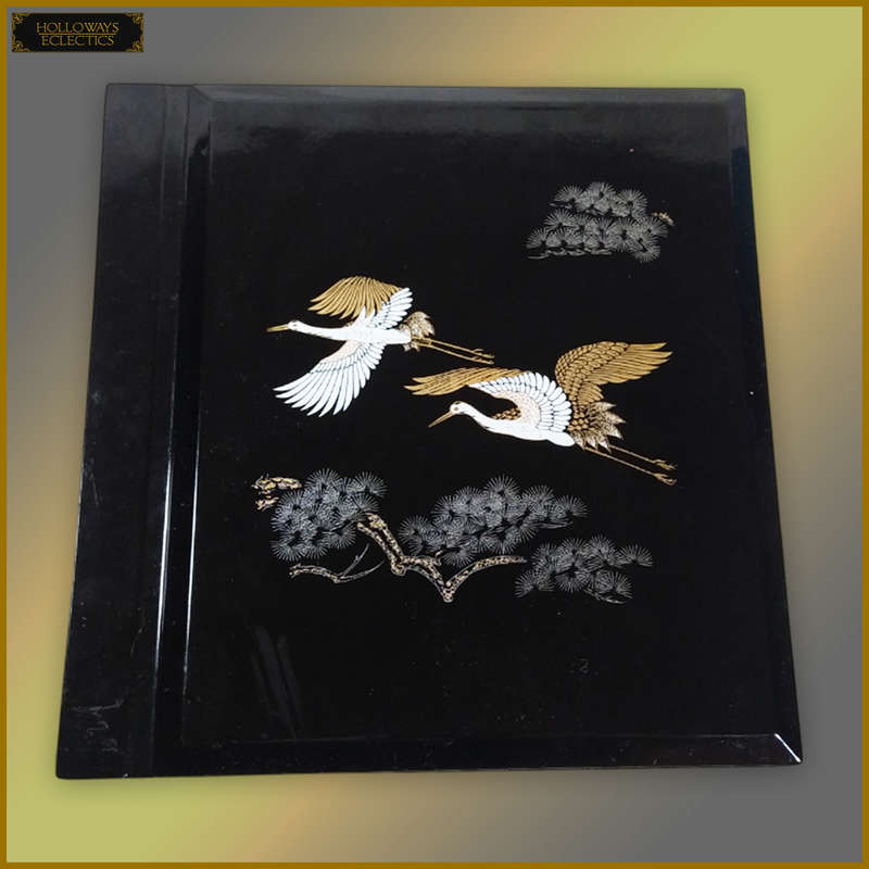 Vintage Japanese Black Lacquer Photo Album