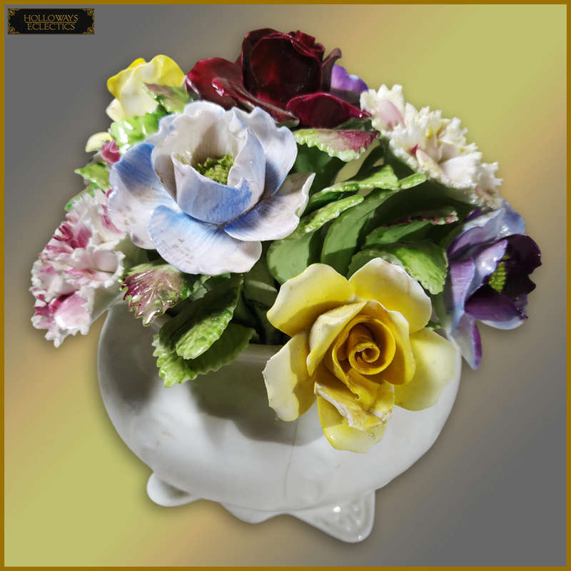 Vintage Royal Doulton Ceramic Flowers In Pot