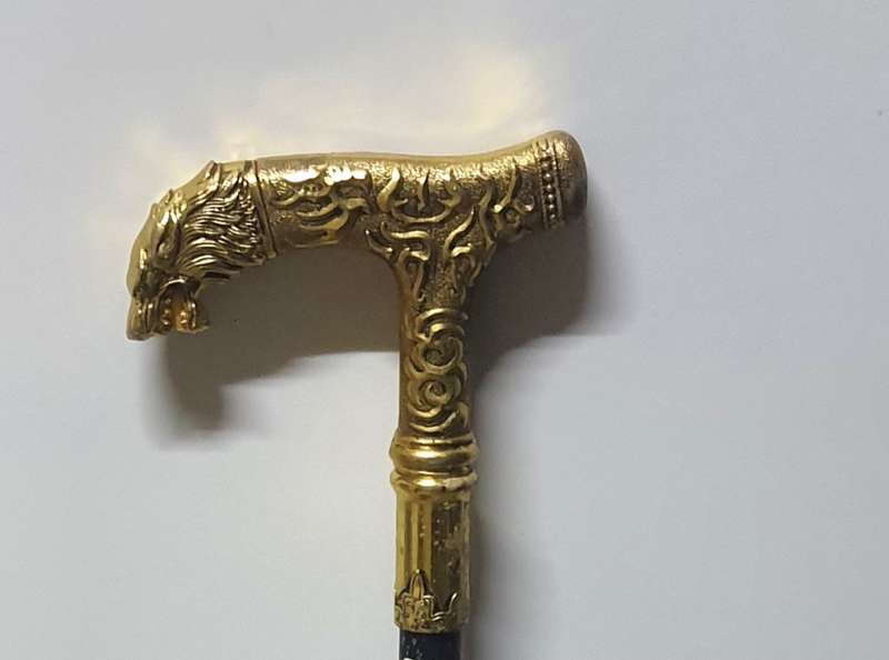 VINTAGE STEEL AND BRASS WALKING CANE WITH HIDDEN BLADE