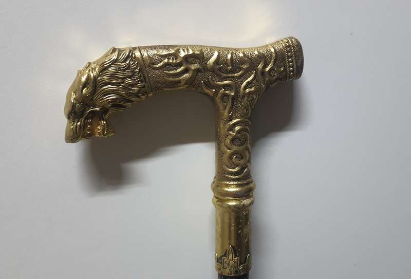 VINTAGE STEEL AND BRASS WALKING CANE WITH HIDDEN BLADE
