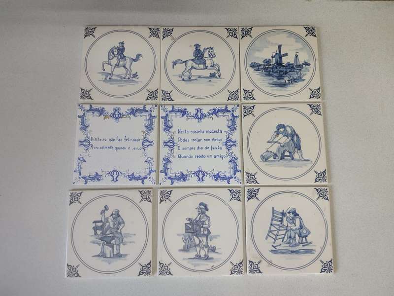 KONINGKLIKE BLUEW DELFT TILES - WITH ALL THE CORRECT SAMPS ON THE BACK