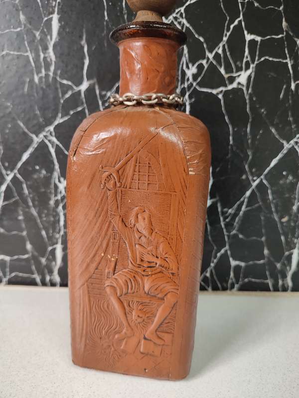 #3 VINTAGE MIQUEL DE CERVANTES LEATHER WRAPPED DECANTER (HAND MADE IN SPAIN)
