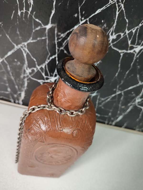 #3 VINTAGE MIQUEL DE CERVANTES LEATHER WRAPPED DECANTER (HAND MADE IN SPAIN)