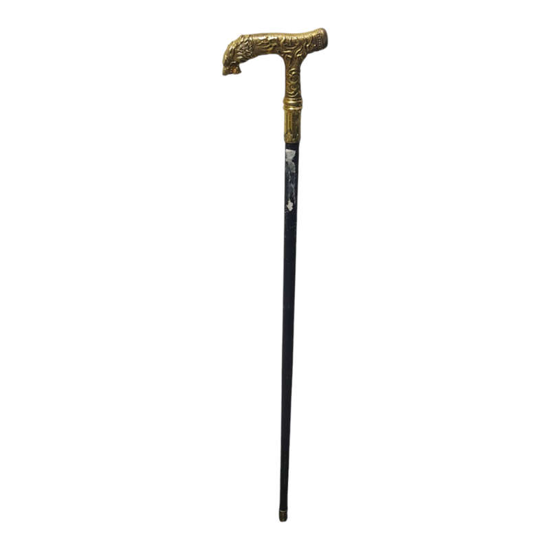 VINTAGE STEEL AND BRASS WALKING CANE WITH HIDDEN BLADE