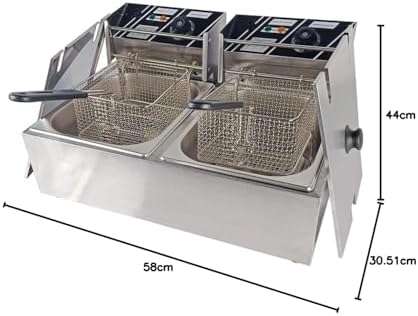 Double Tank Deep Fat Fryer Stainless Steel Chip Fryer Countertop 6Lx2 5000W