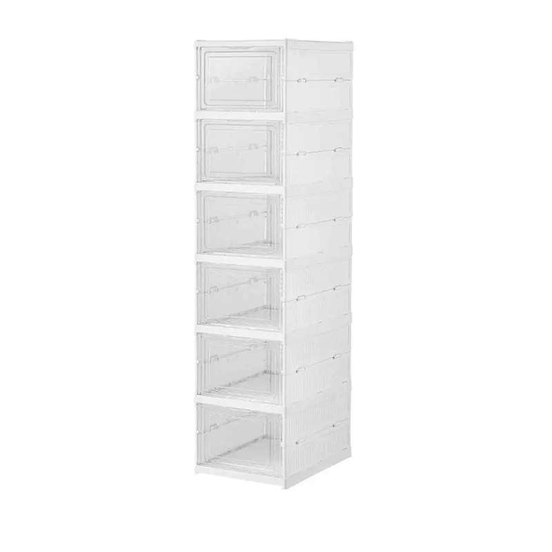Homecloud Drop Front Foldable Shoe Organizer Collapsible Shoe Rack, Clear-Door Design For Effortless