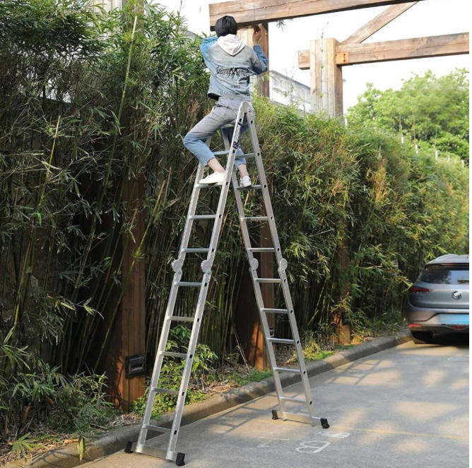 Aluminum ladder Safety Platform 4x4& 16 Steps Lightweight