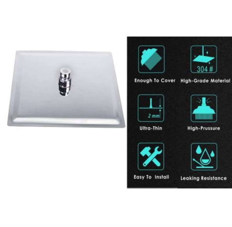 High Pressure Ultra-Thin Rainfall Shower Head - 25cm Square