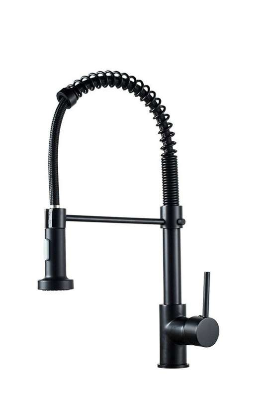 Matte Black Spring Kitchen Sink Tap Mixer