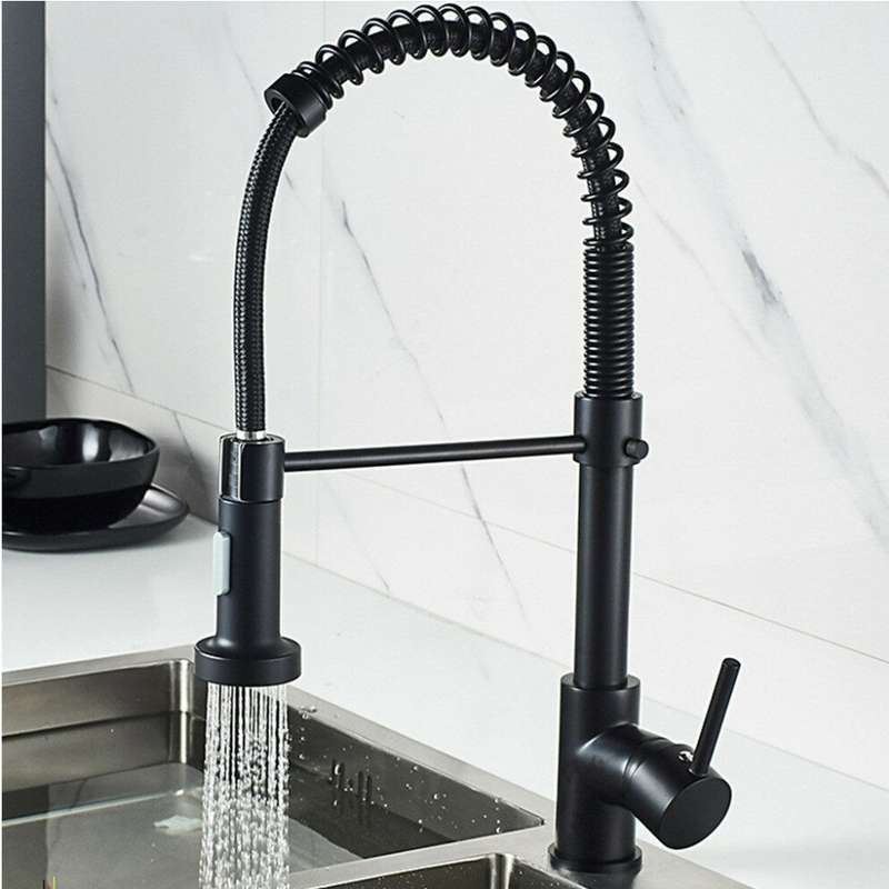 Matte Black Spring Kitchen Sink Tap Mixer