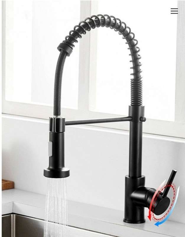 Matte Black Spring Kitchen Sink Tap Mixer