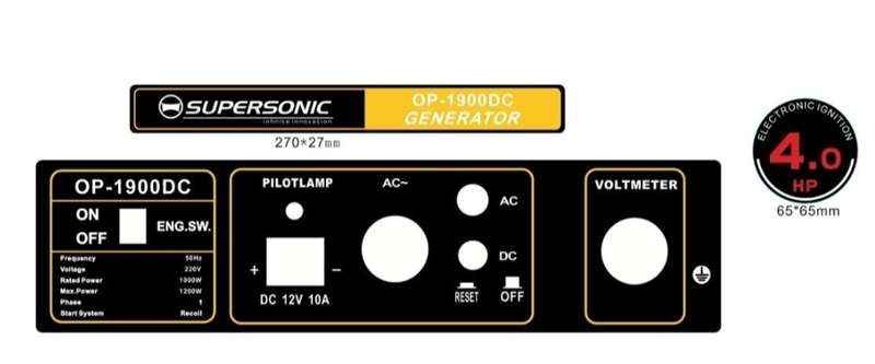 Supersonic Petrol & Oil 4-Stroke Generator OP-1900DC 1900 W 220 V Electric Generator