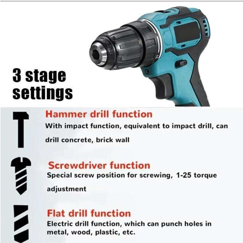 Multi-Function Power Tool Set Combination with Chargeable Cordless Drill
